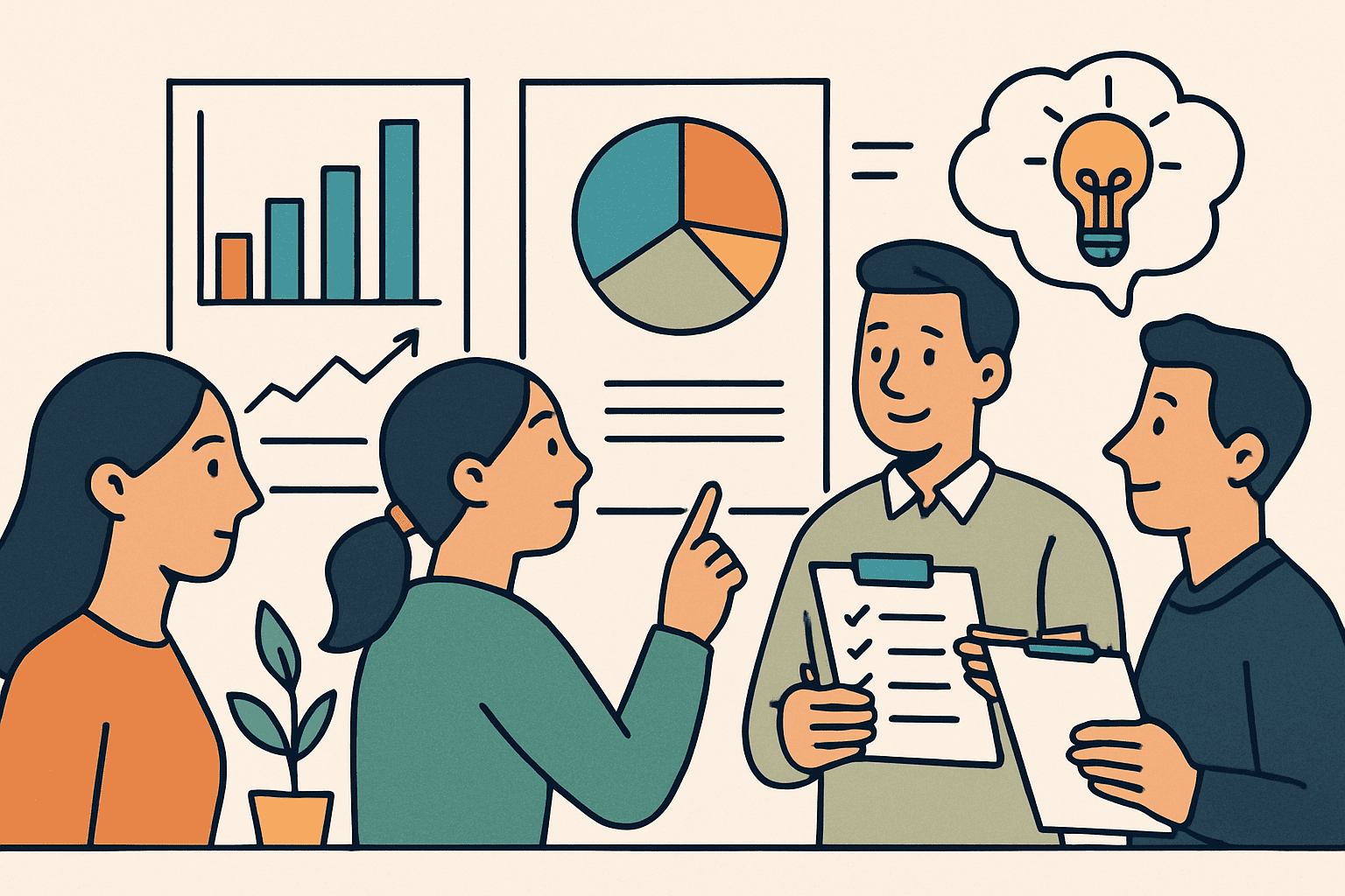 Practitioners using a worksheet for impact thinking and social value planning to map outcomes and prepare for SROI analysis